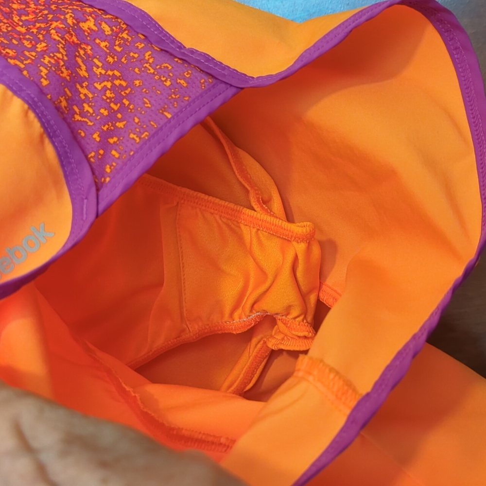 Reebok Womans Playdry Orange Running Shorts S - Picture 6 of 6